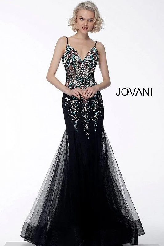 Jovani 63659 Long Spaghetti Strap Mermaid Prom Gown