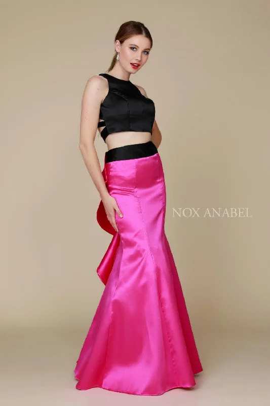 Two Piece High Neck Crop Top Prom Dress