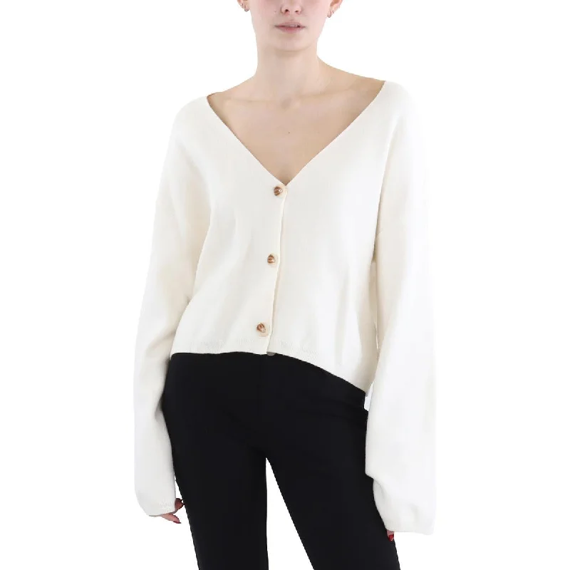 Womens Cropped Button Up Cardigan Sweater