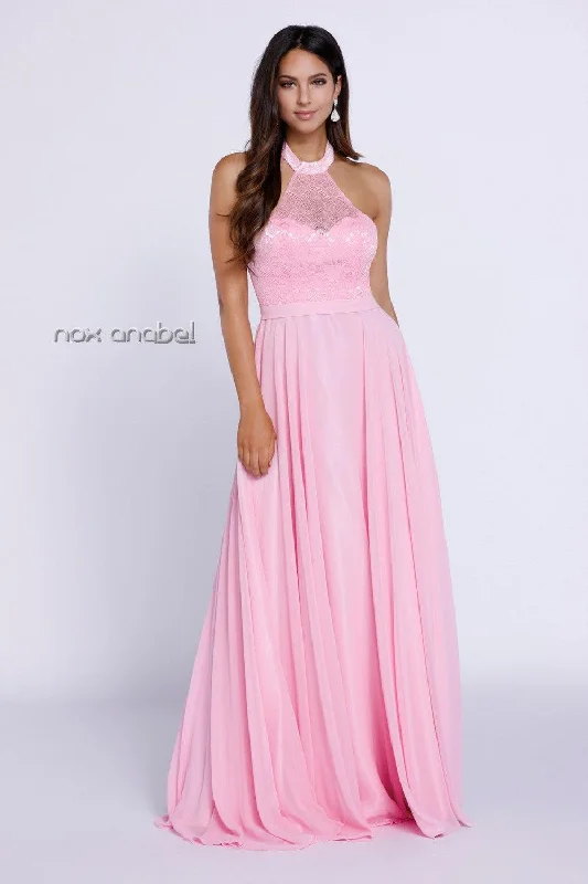 Long High Neck Halter Formal Bridesmaid Dress