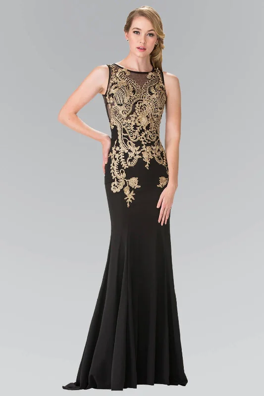 Prom Beaded Top Sheer Bodice Evening Gown