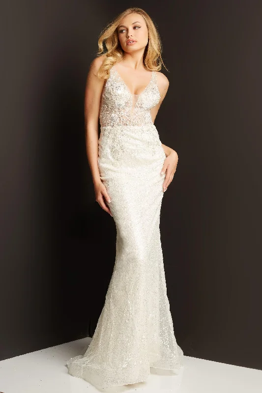 Jovani 06764 Sequin Long Wedding Dress