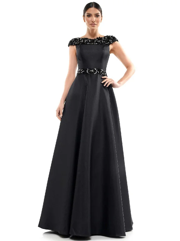 Marsoni Long Formal Cap Sleeve Beaded Dress 1035