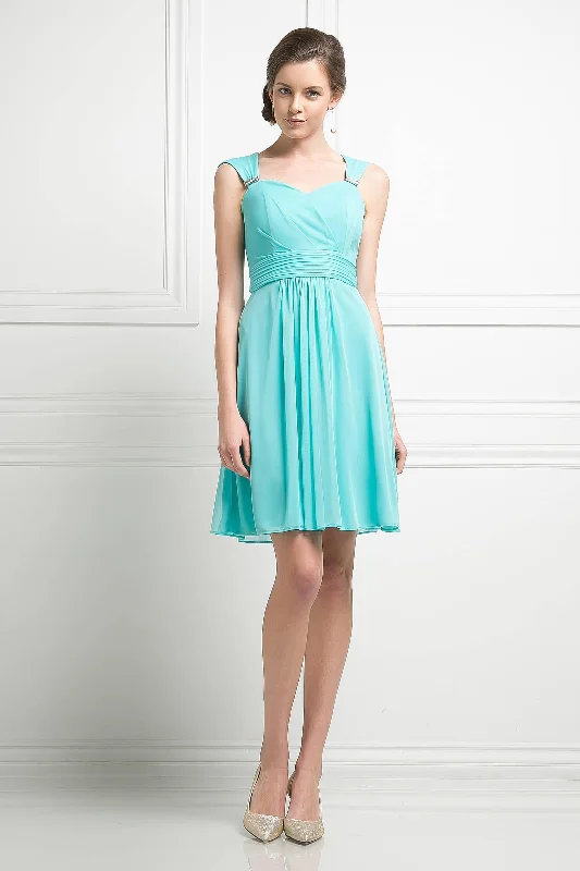 Cinderella Divine CD3832 Bridesmaids Short Sleeveless Chiffon Cocktail Prom Dress