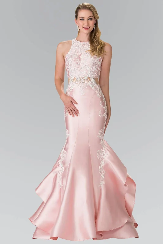 Long Prom Dress Ruffled Skirt Mermaid Gown