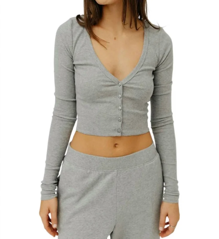 Cropped Cardigan In Heather Grey