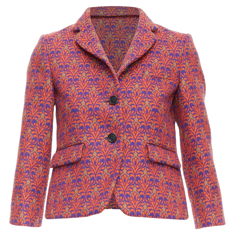 Miu Miu virgin wool blend floral brocade crop blazer