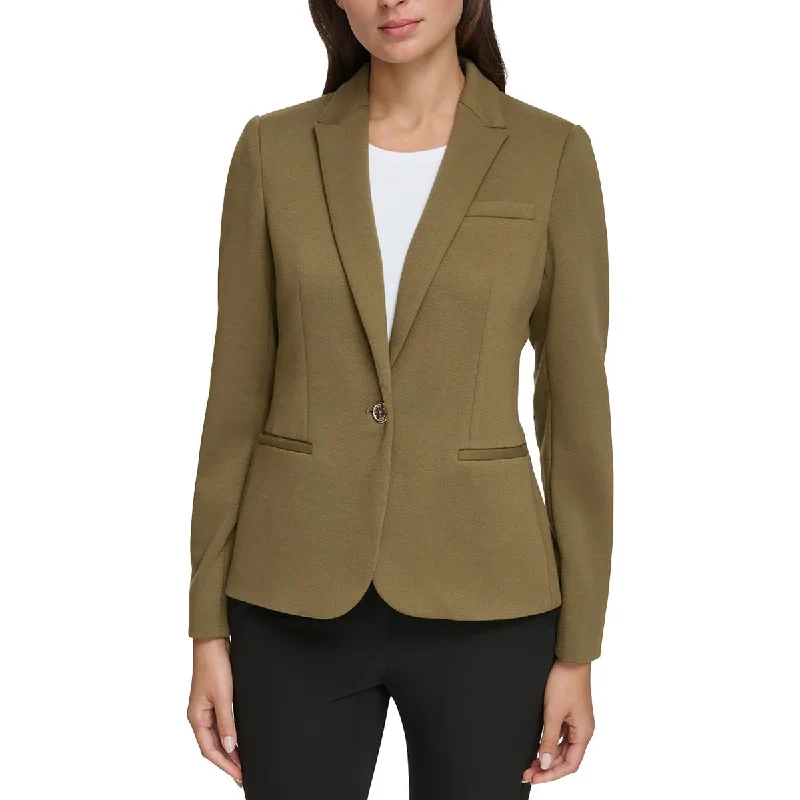 Womens Solid Office One-Button Blazer