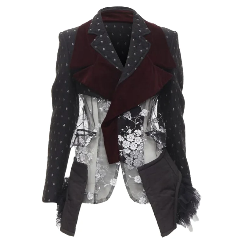 Comme des Garcons velvet floral mesh tulle blazer