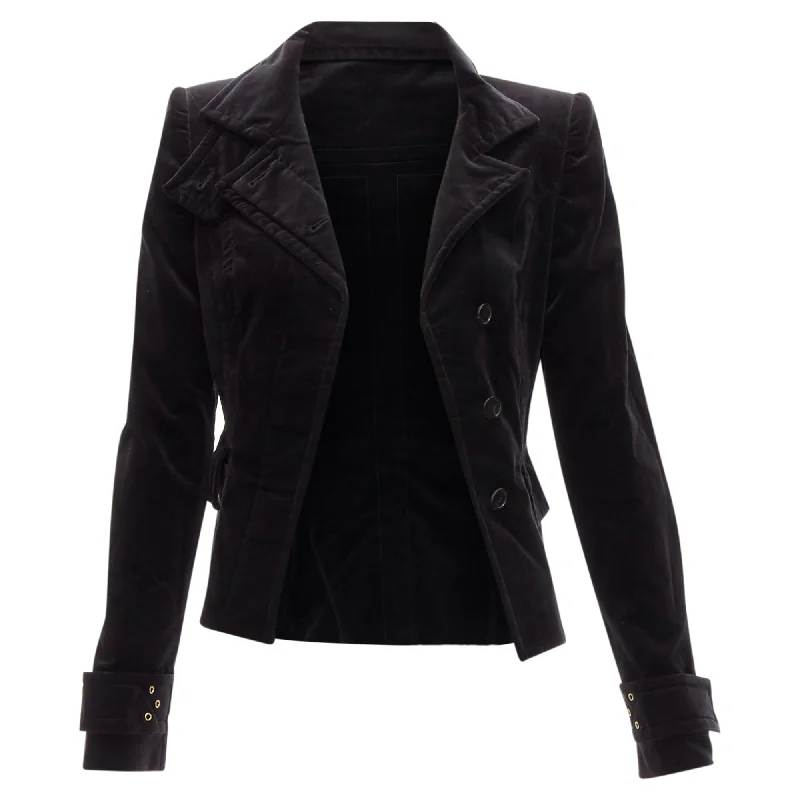 Gucci Tom Ford velour eyelet fitted jacket blazer