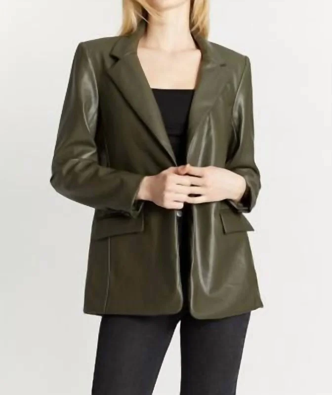 Slim Boyfriend Blazer In Fall Olive