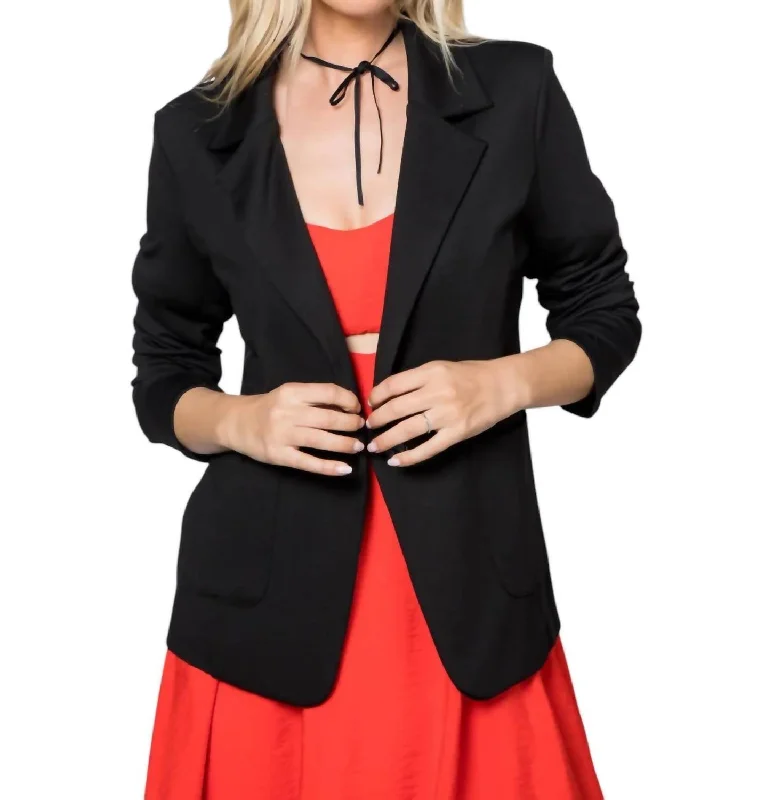 Ponte One Button Patch Pocket Blazer In Black