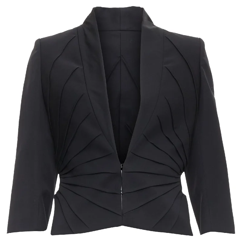 Alexander McQueen virgin wool contour pleated dart blazer