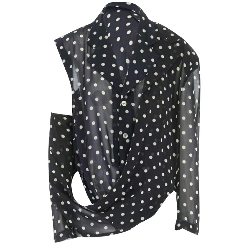 Comme Des Garcons polka dot dual layer draped ont blazer