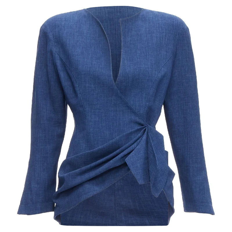 Thierry Mugler drape curved collar power blazer jacket