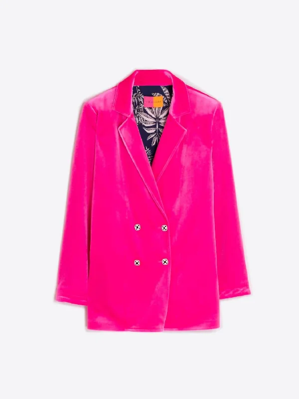 Marcella Velvet Blazer In Pink