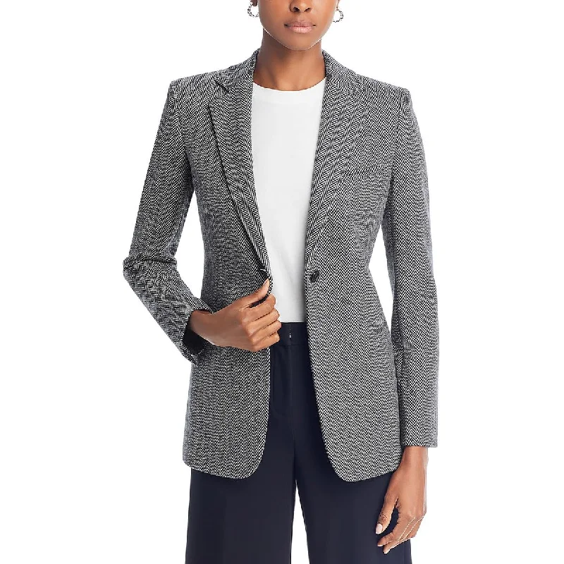 Womens Wool Notch Collar One-Button Blazer