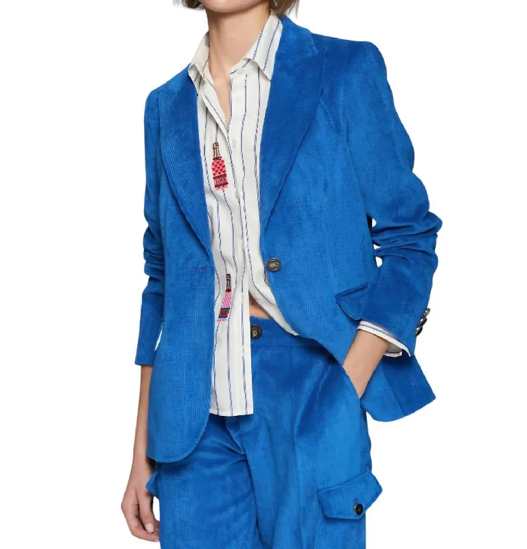 Heather Cord Blazer In Blue