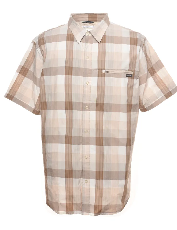 Columbia Checked Light Brown & Off-White Shirt - XL