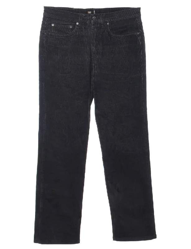 Corduroy Black Trousers - W32 L30