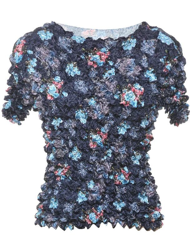 Crinkle Floral Printed Top - M