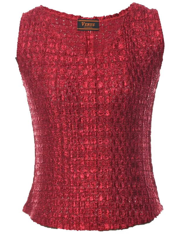 Crinkle Maroon Top - M