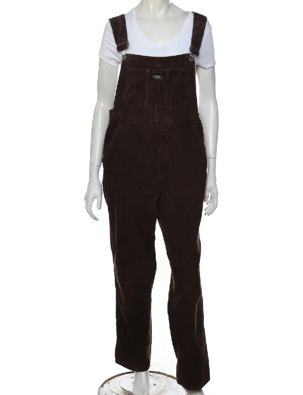 Dark Brown Corduroy Dungarees - W32 L28