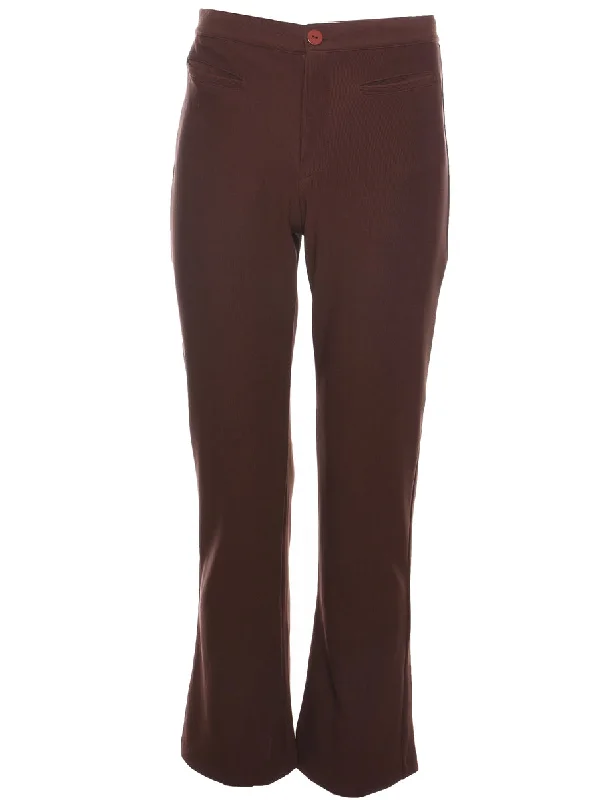 Dark Brown Flared 1990s Trousers - W31 L30