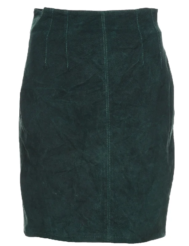 Dark Green Suede Skirt - S