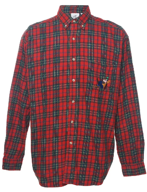 Disney Checked Red Flannel Shirt - L