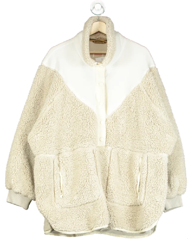 Free People White/Cream Sherpa Fleece Jacket UK L