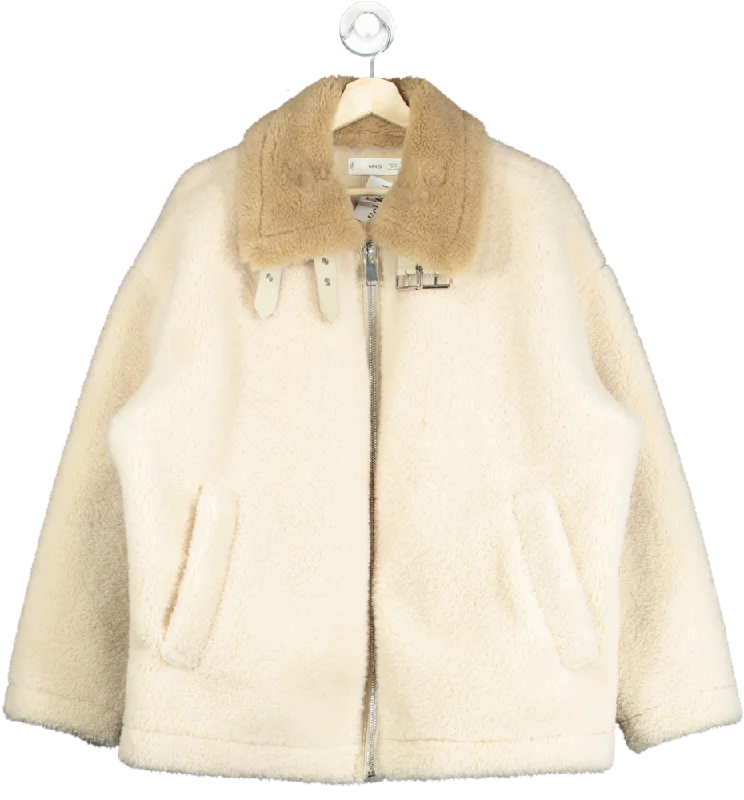 Mango Beige Shearling Jacket UK L