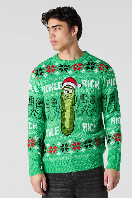 Pickle Rick Jacquard Knit Christmas Sweater