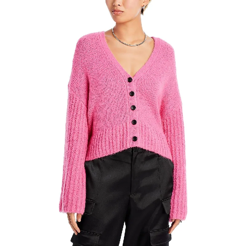 A.L.C. Womens V Neck Long Sleeve Cardigan Sweater