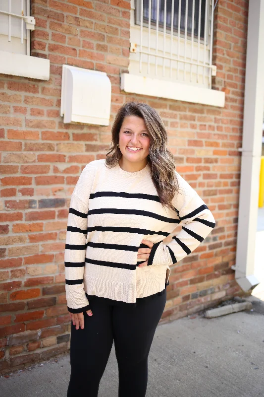 Cream and Black Stripe Sweater | Boutique Elise | Blake