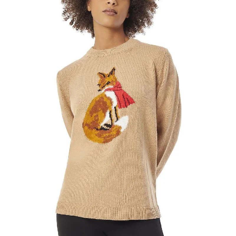 Jones New York Womens Fox Crewneck Pullover Sweater