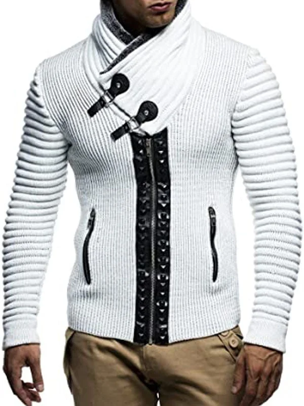 Men's Casual High Neck Zipper Plus Fleece Sweater Coat