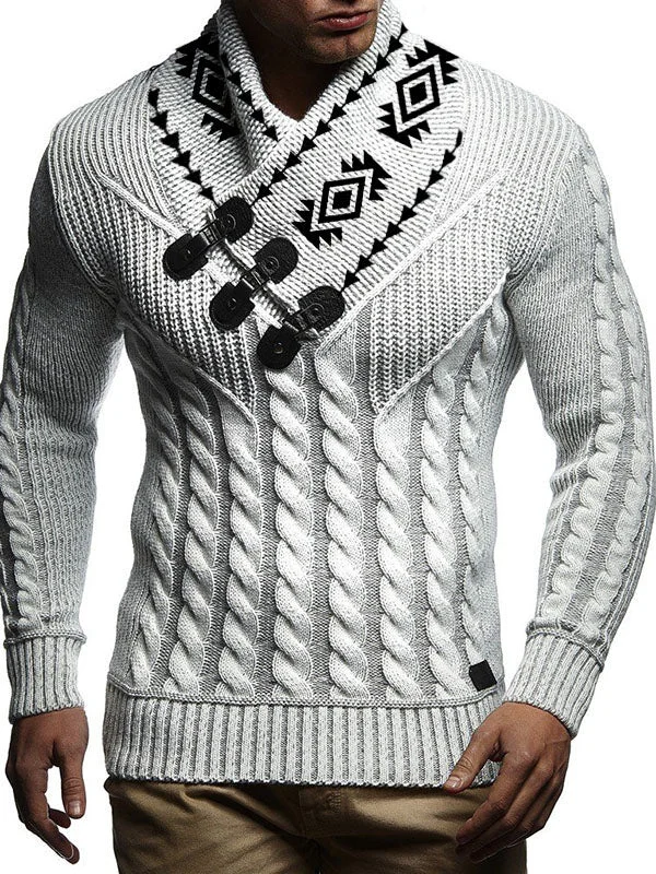 Mens Ethnic Pattern Knitted Sweater