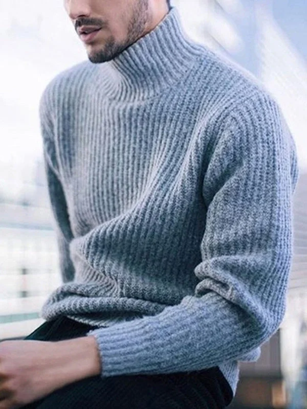 Men's fashion casual high neck long sleeve knitted sweater