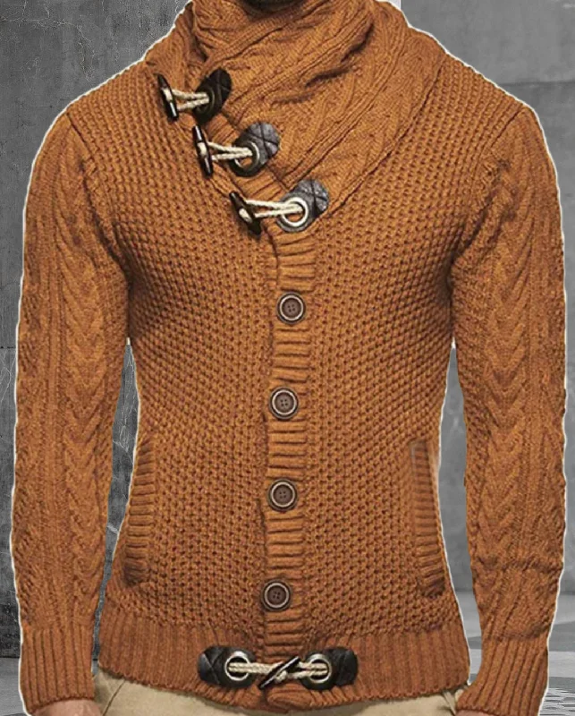 Men's Fashion Plain Single-Breasted Sweater Jacket