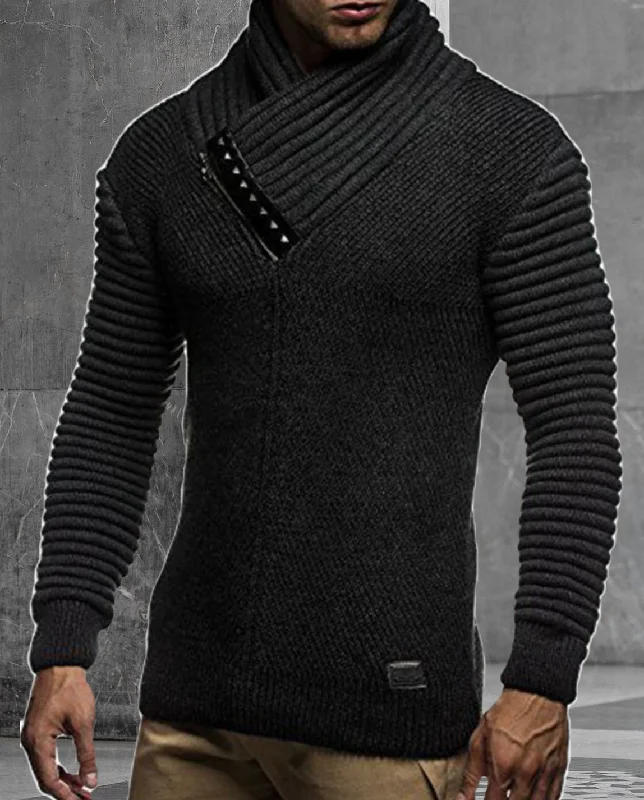 MenS Fashion Plian Slim Stand Collar Sweater