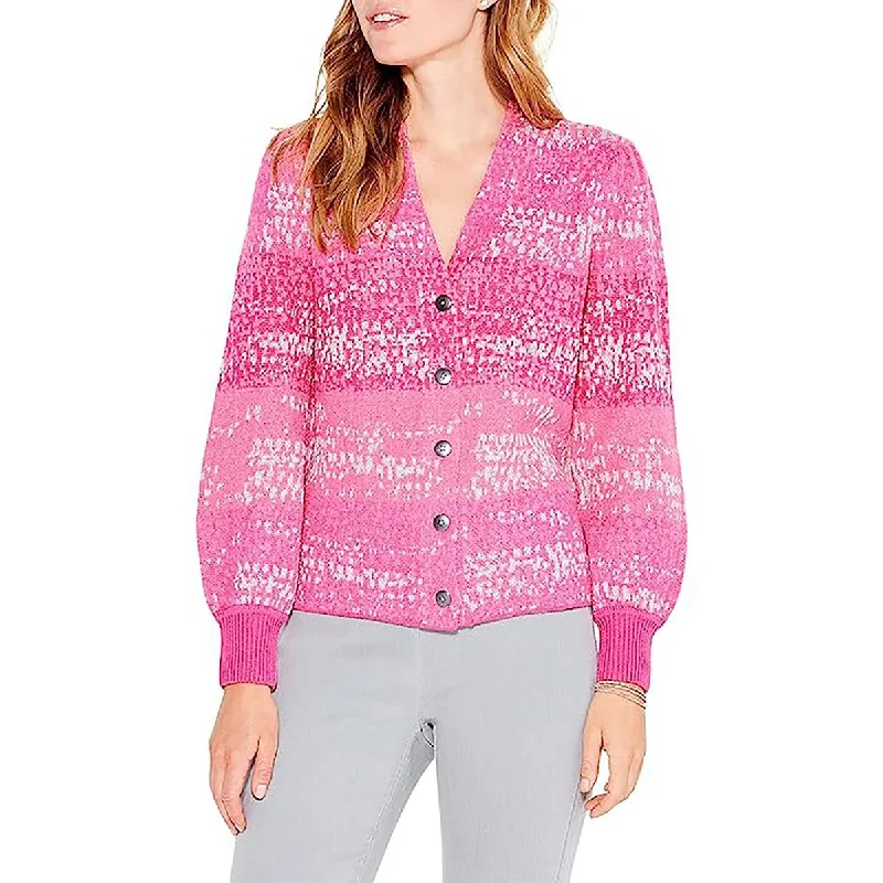 Nic + Zoe Womens Confetti Knit Button-Down Cardigan Sweater