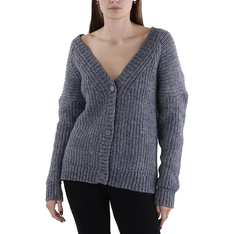 Olivia Sky Womens Button-Down Heathered Cardigan Sweater