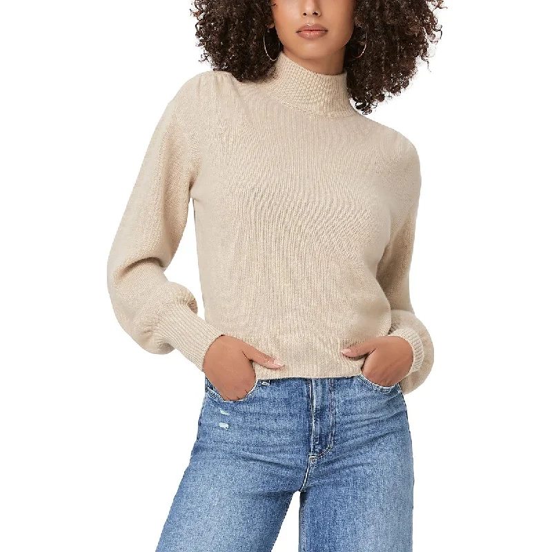 Paige Womens Knit Ribbed Trim Mock Turtleneck Sweater