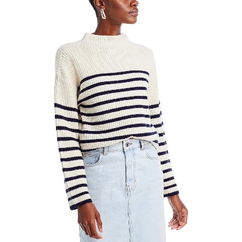 Rails Womens Ribbed Striped Mock Turtleneck Sweater