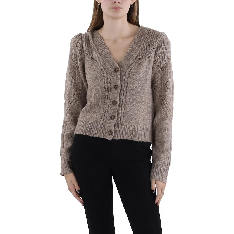 Sam Edelman Womens Julietta Open Stitch Button-Down Cardigan Sweater