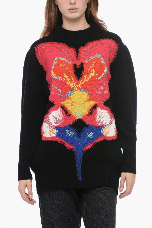 Alexander McQueen Ribbed Oversized Pullover with Embroidered Detailing