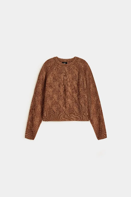 Cropped Cable Knit Sweater