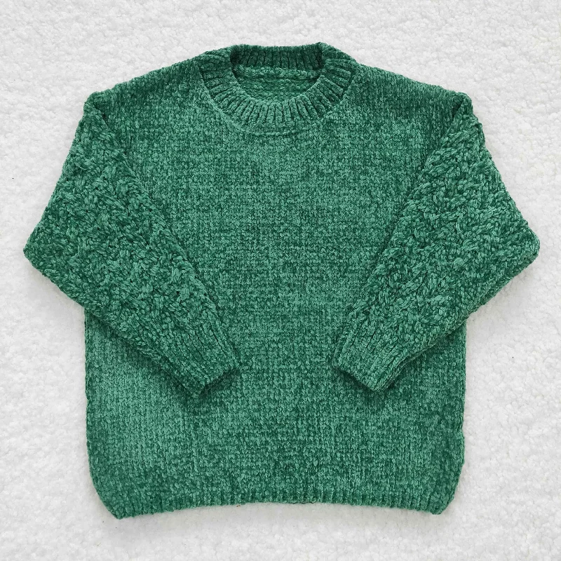 kids green knitted pullover sweater GT0217