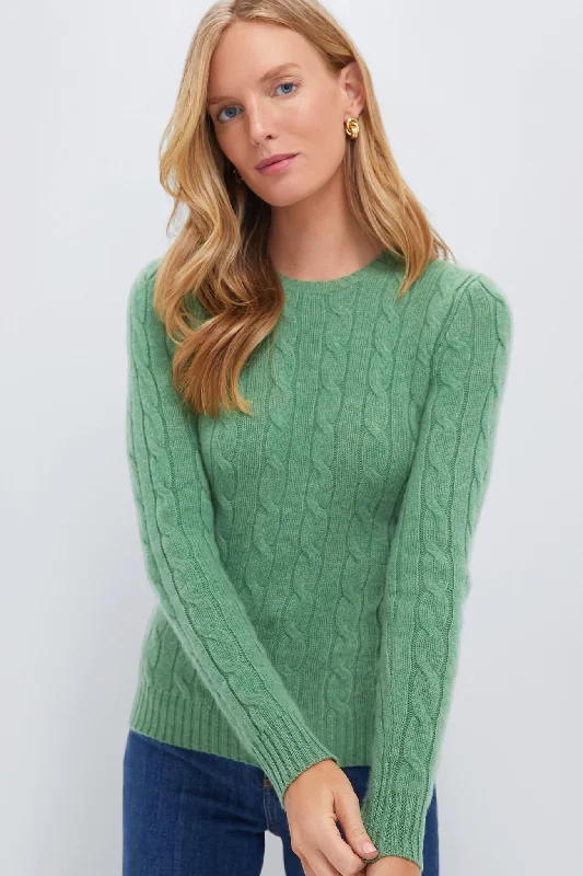 Smoke Green Heather Cashmere Julianna Classic Long Sleeve Pullover